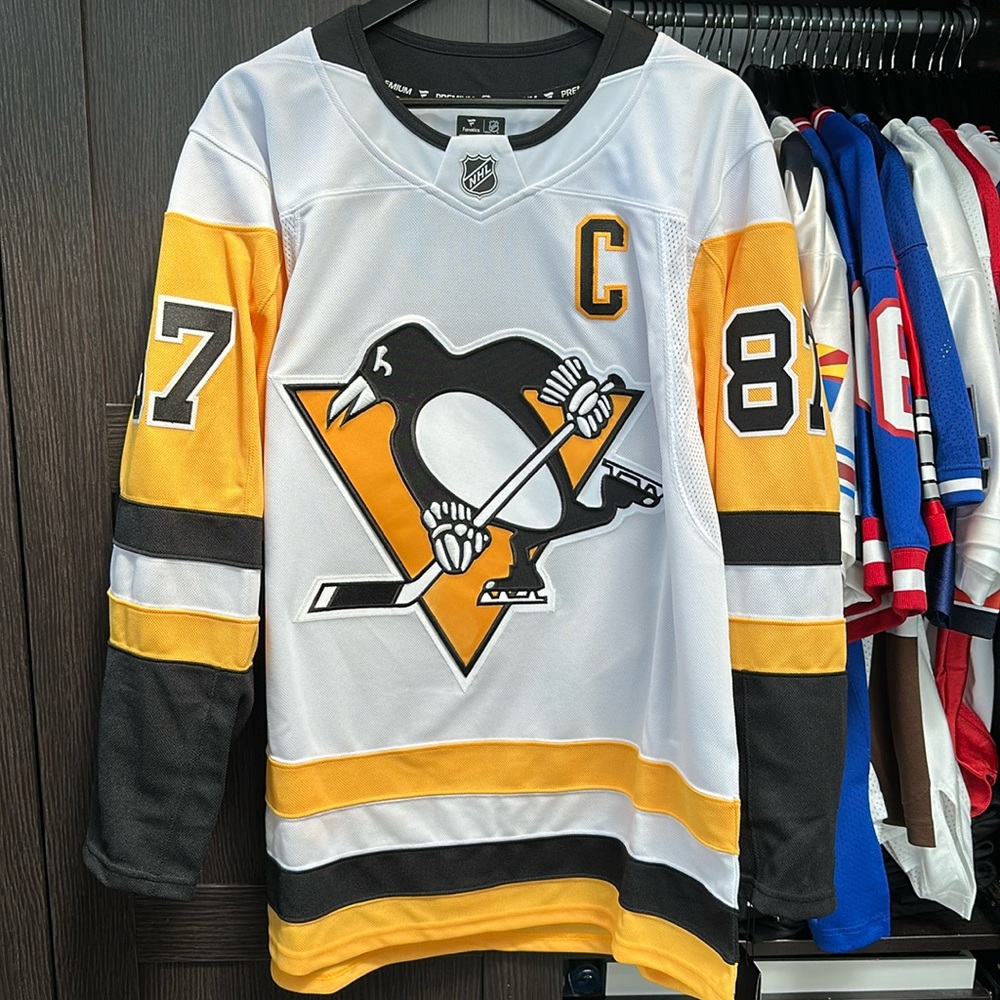 Sidney Crosby Pittsburgh Penguins Fanatics Away Premium Jersey - White - Picture 1 of 6
